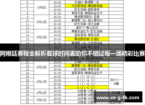 阿根廷赛程全解析看球时间表助你不错过每一场精彩比赛